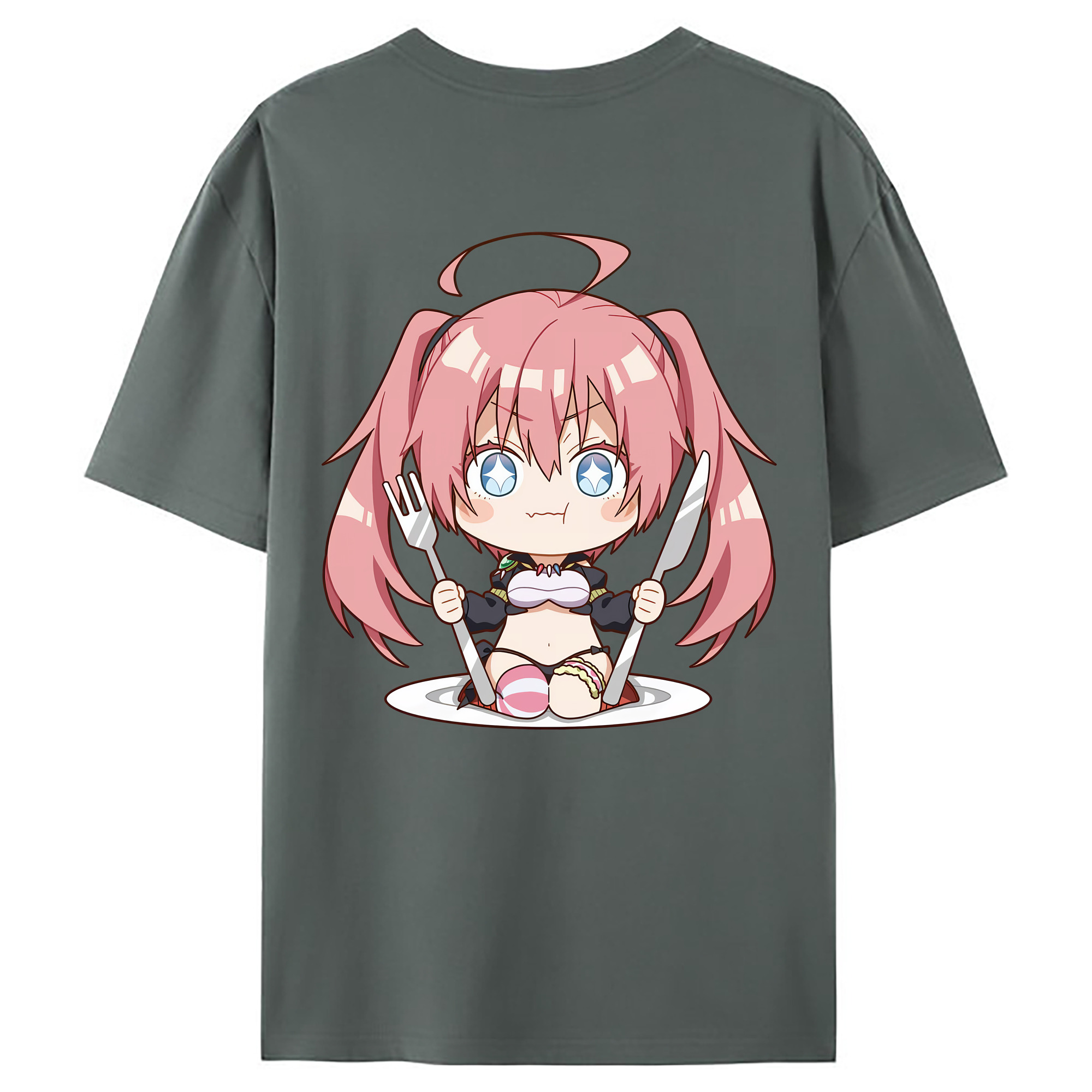 （画像用） 転スラ Regarding Reincarnated to Slime 綿100％ メンズ半袖Tシャツ（バックプリント） 通気性